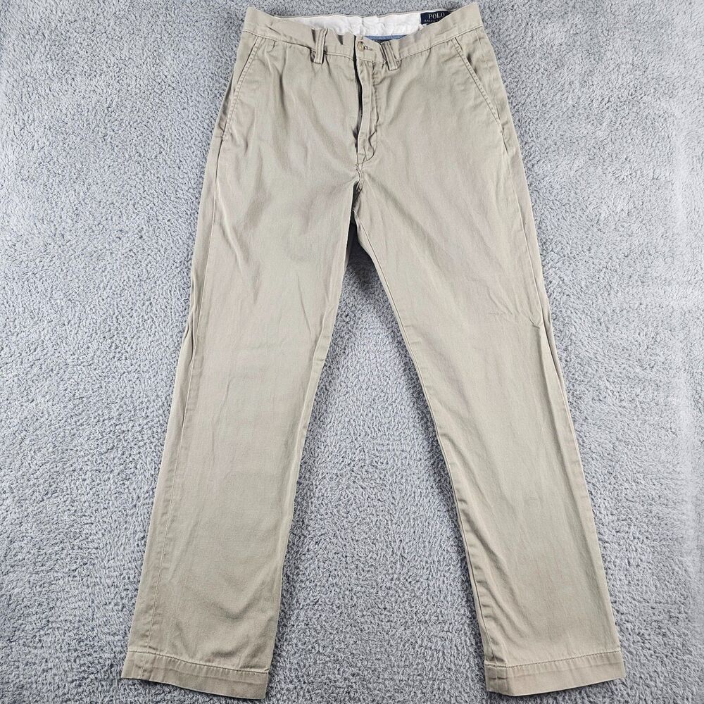 Polo Ralph Lauren Pants Men 32x30 Khaki Classic Straight Chino Flat Front Preppy